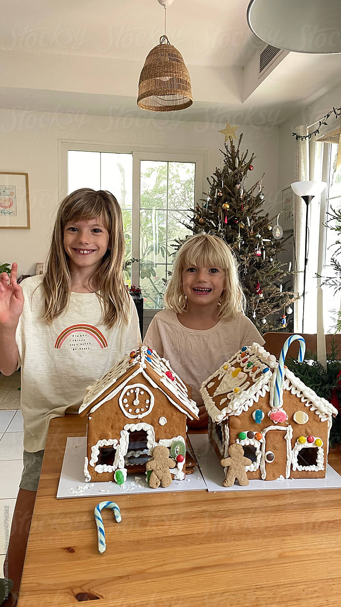 Kids with gingerbread houses