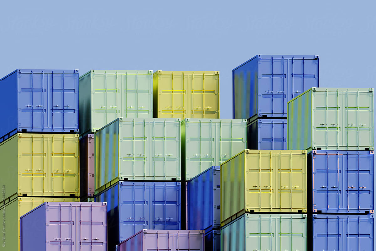 Illustration of Stacked cargo containers