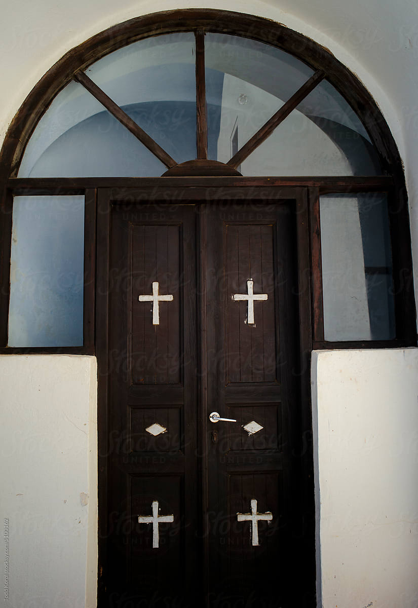 Crosses on a door.