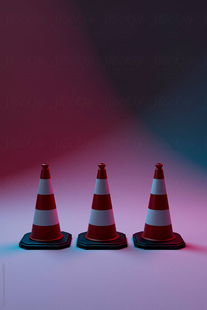 three traffic cones