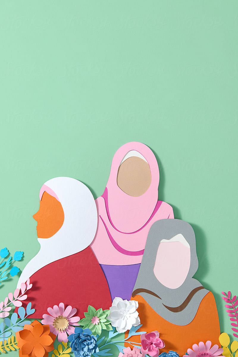 Happy Women\'s Day Concept with Muslim Young Girl Character