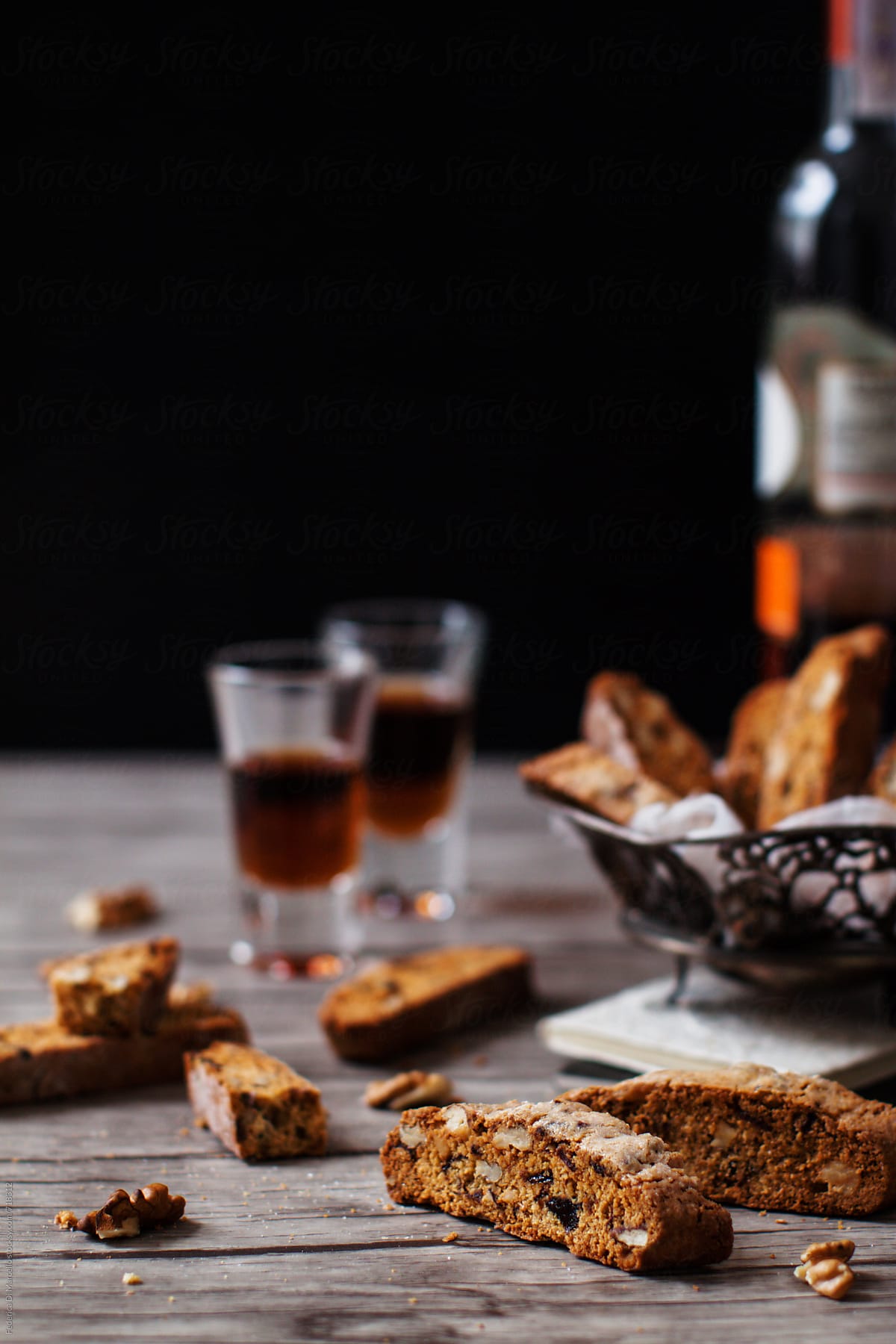 Cornmeal and olive oil biscotti with walnuts and plums