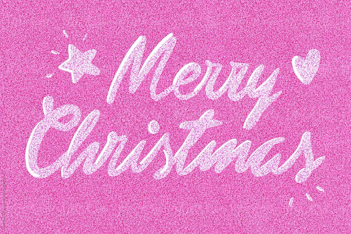 Merry Christmas message on pink glitter background