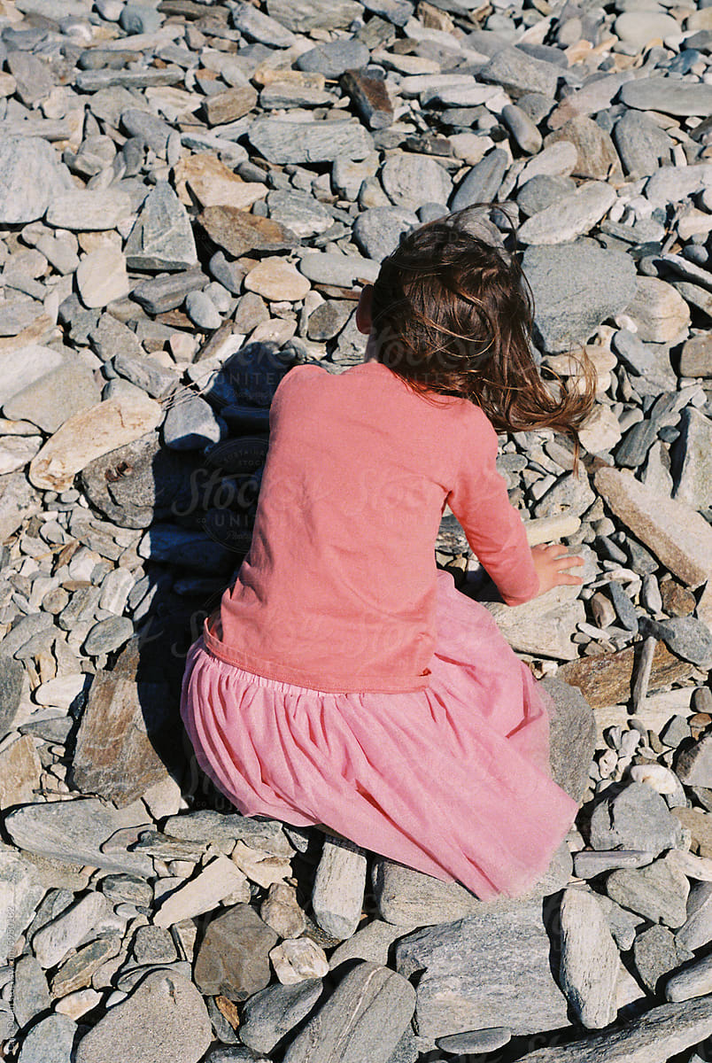 Girl in Pink on the Rocks taken with 35mm Analog Film