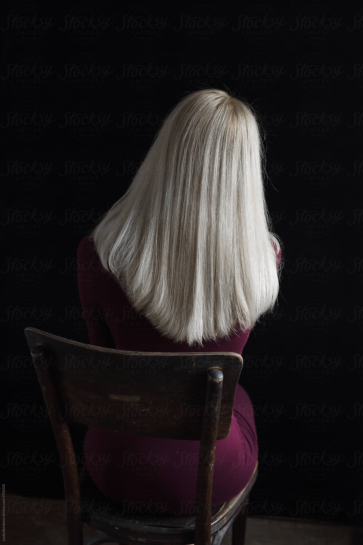 Back View Of A Girl With White Hair