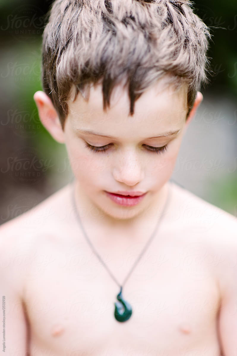 Young boy outdoors on a summer day