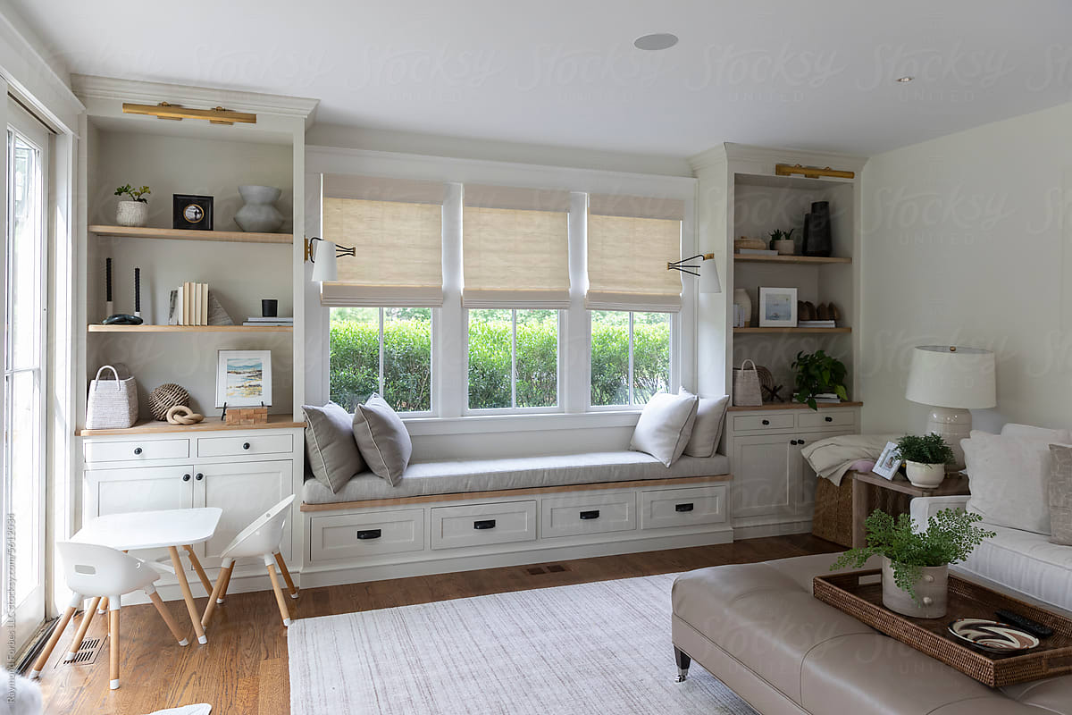 Open Concept Living room in Luxury  home window seat