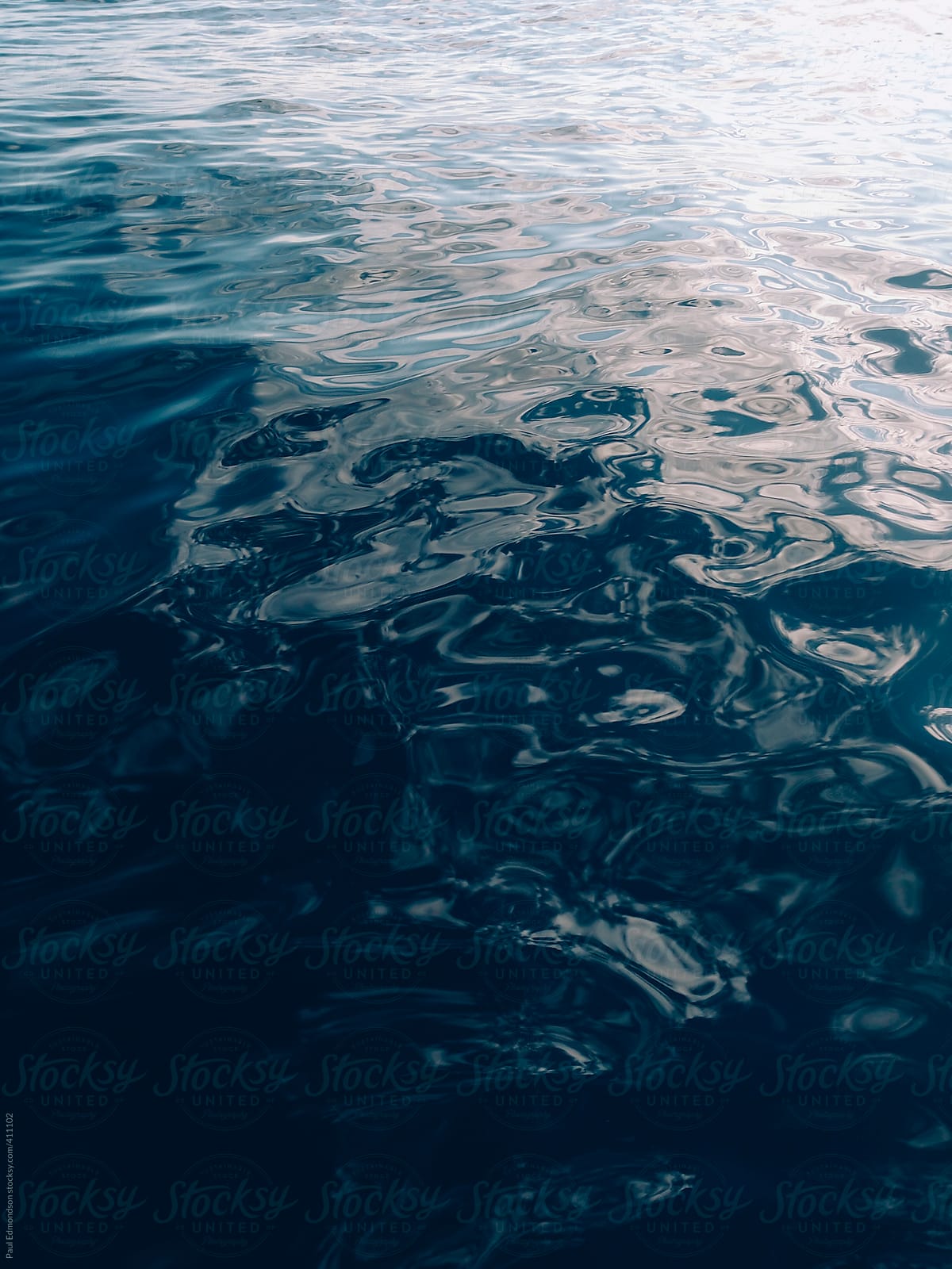 Reflections and ripples on ocean water