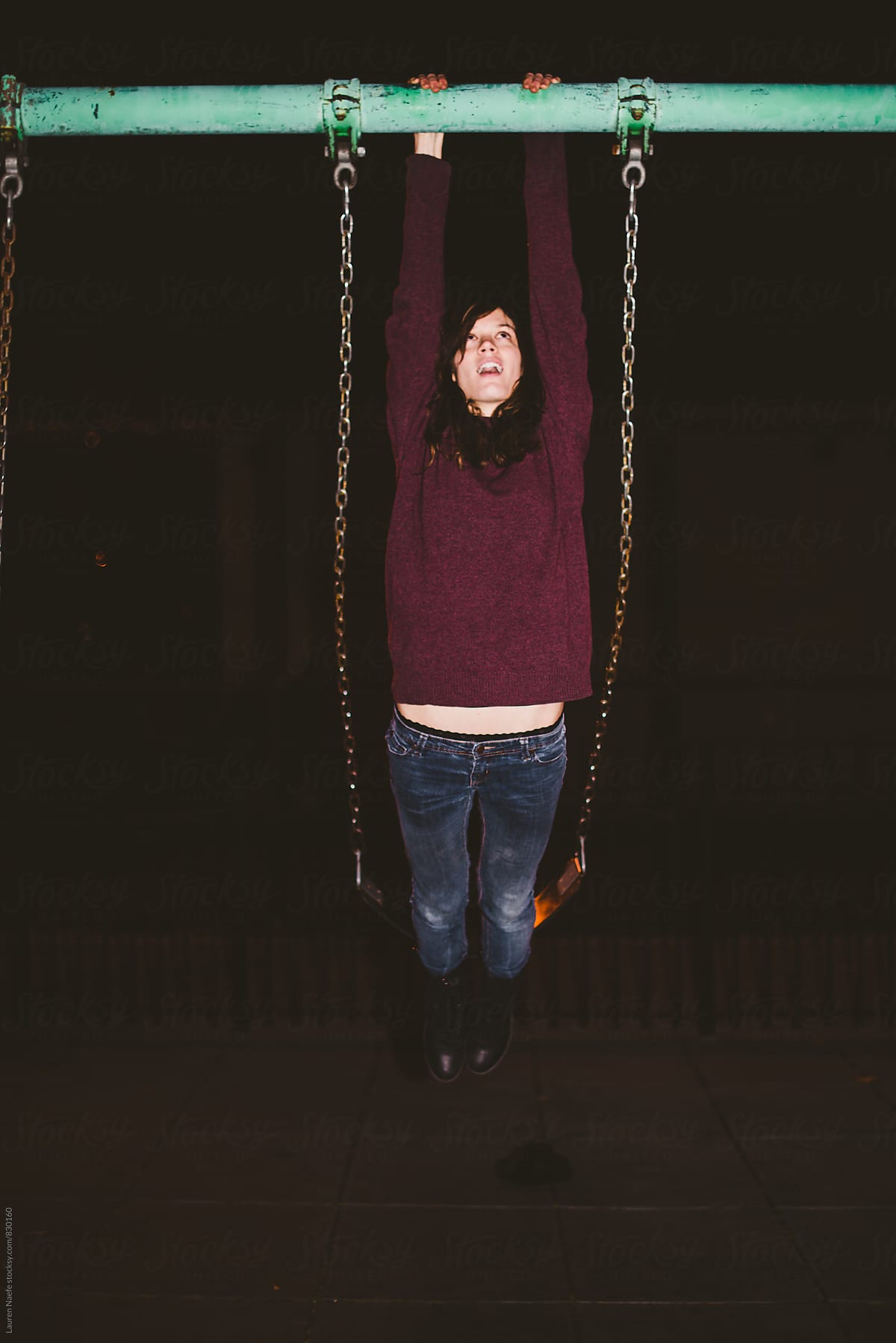 Playing on the swings