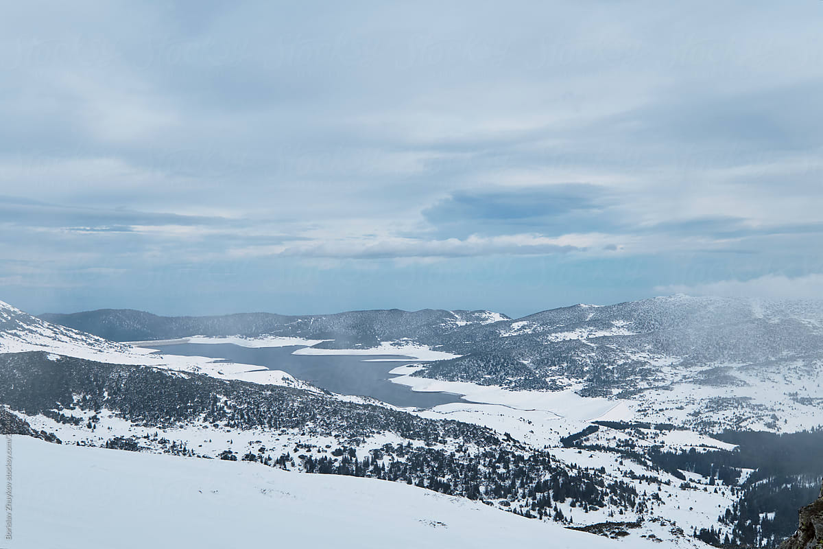 Winter view toward Belmeken dam, Bulgaria