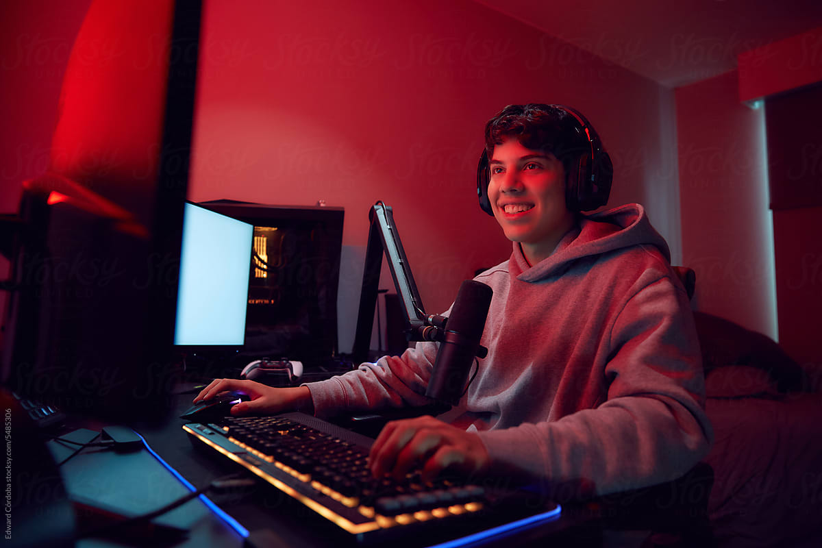 Young  Man Playing Video Games Online