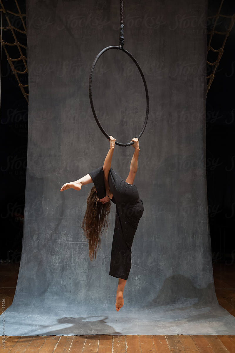 Aerial artist on a Lyra or Aerial ring