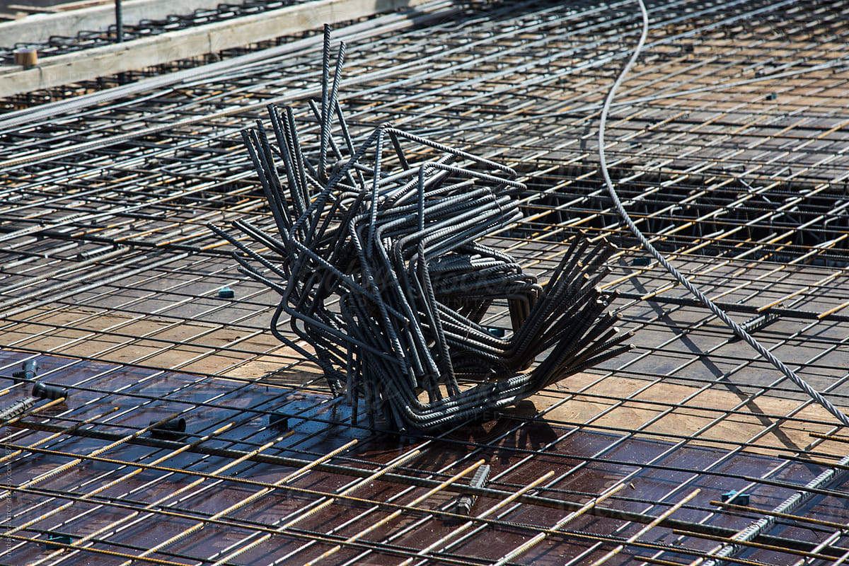 Pile of Metal Rods at Construction Site