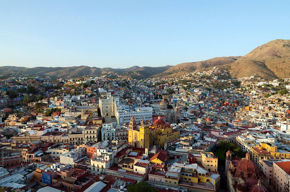 Aerial view to downtown of Guanajuato