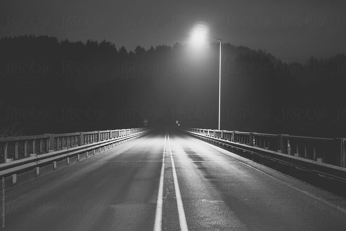 Dark bridge at night