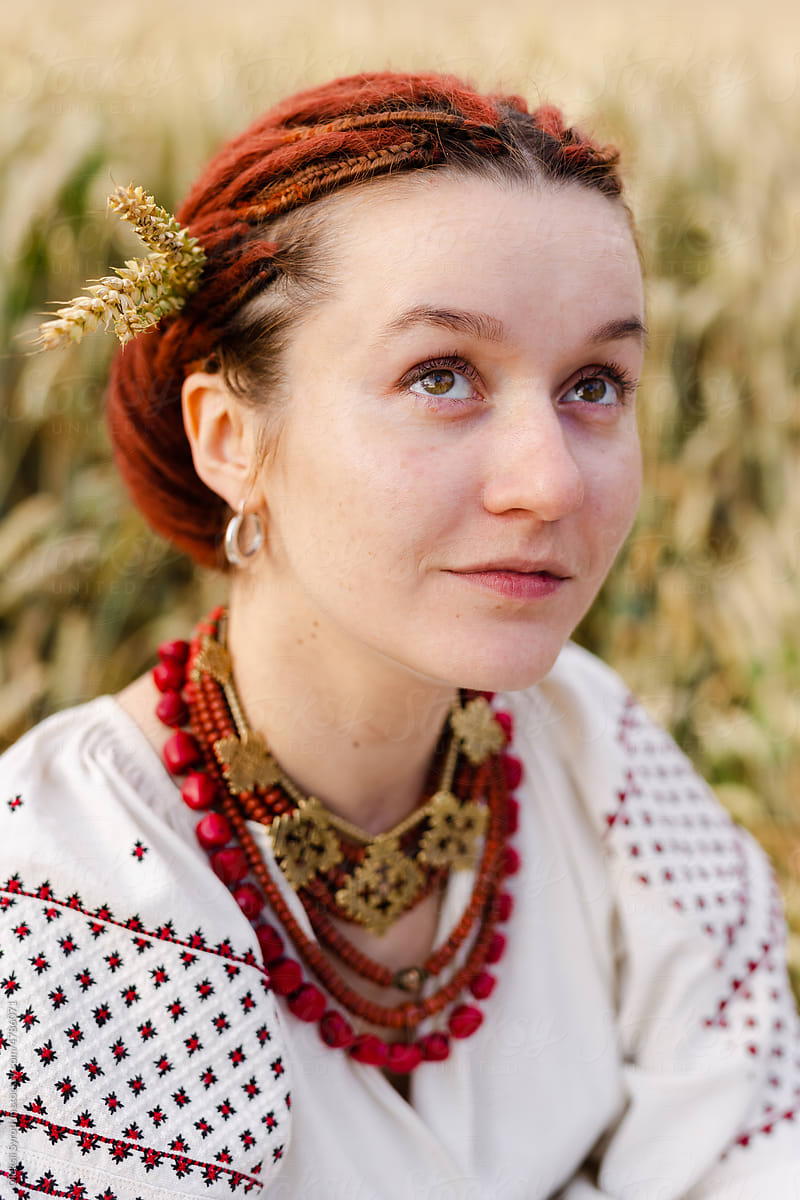 Portrait of woman in Ukrainian national costume