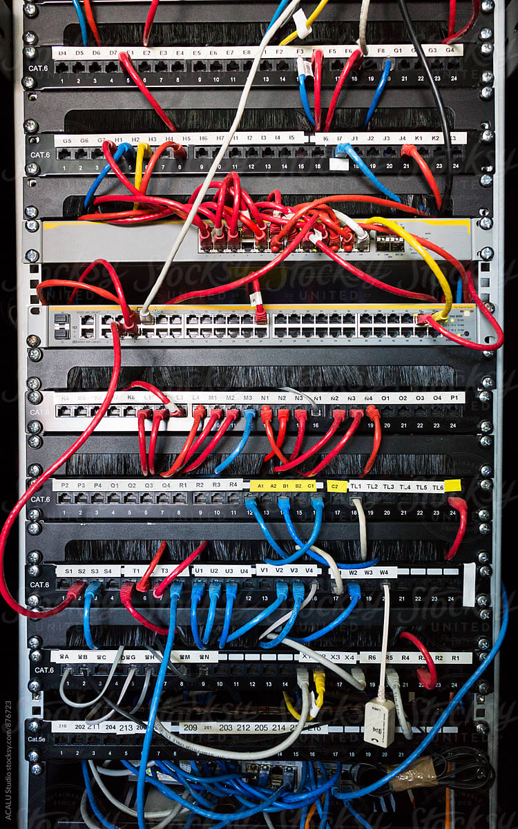 Network switch in a communications rack