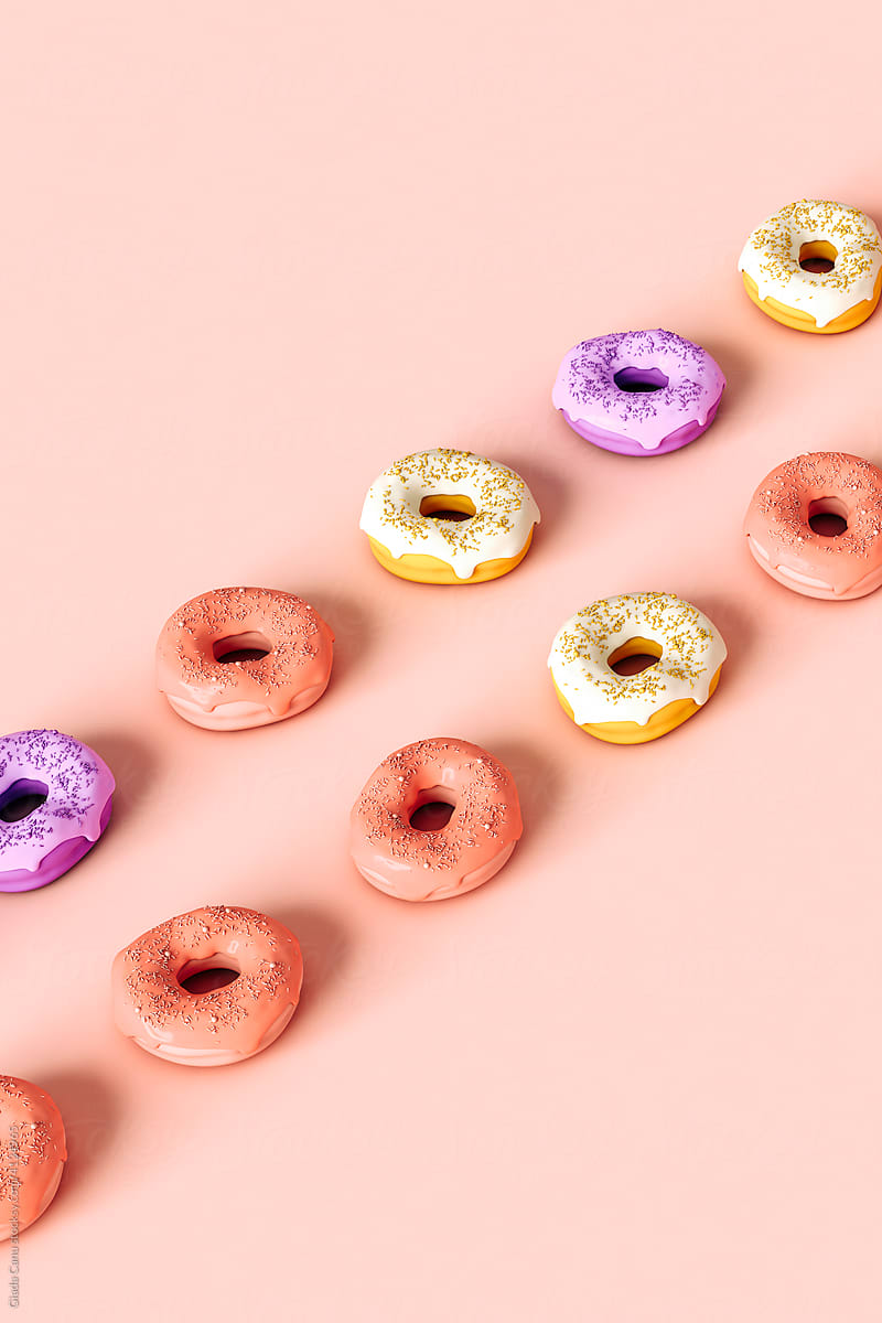 Colorful donuts crossing the frame