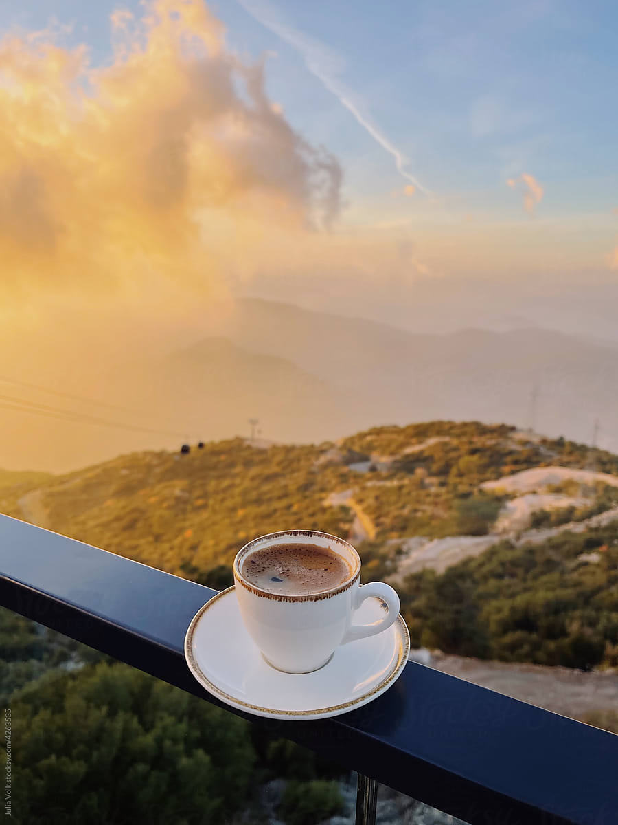 Cup Of Coffee At Sunset