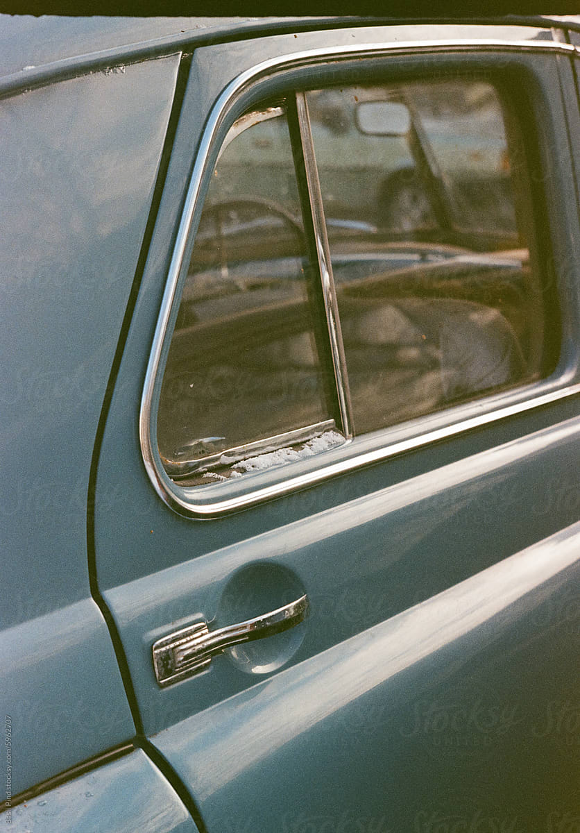 Retro Blue Car Door Detail