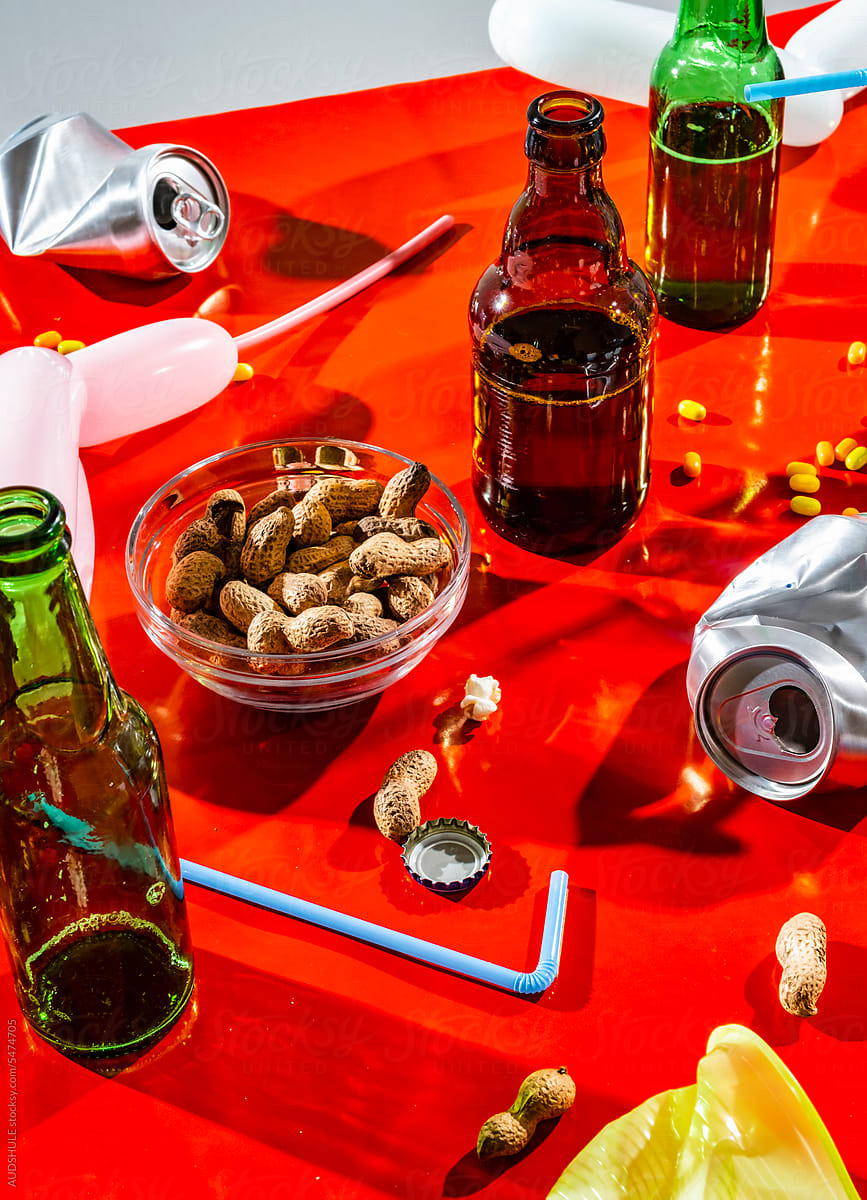 Soda Can, Glasses And Bottles by Stocksy Contributor AUDSHULE