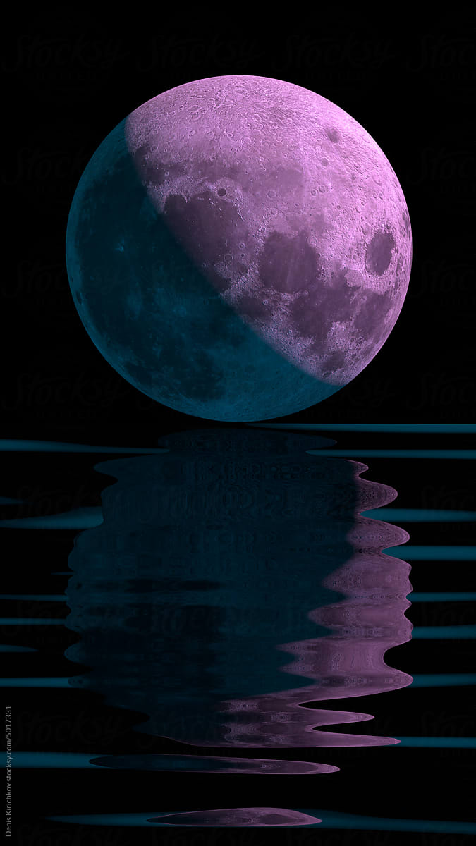 Reflection of the moon in the water.
