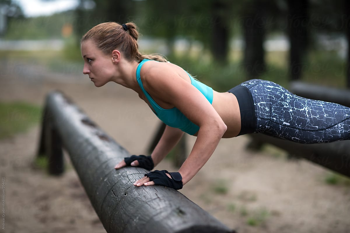 outdoor training with fit female