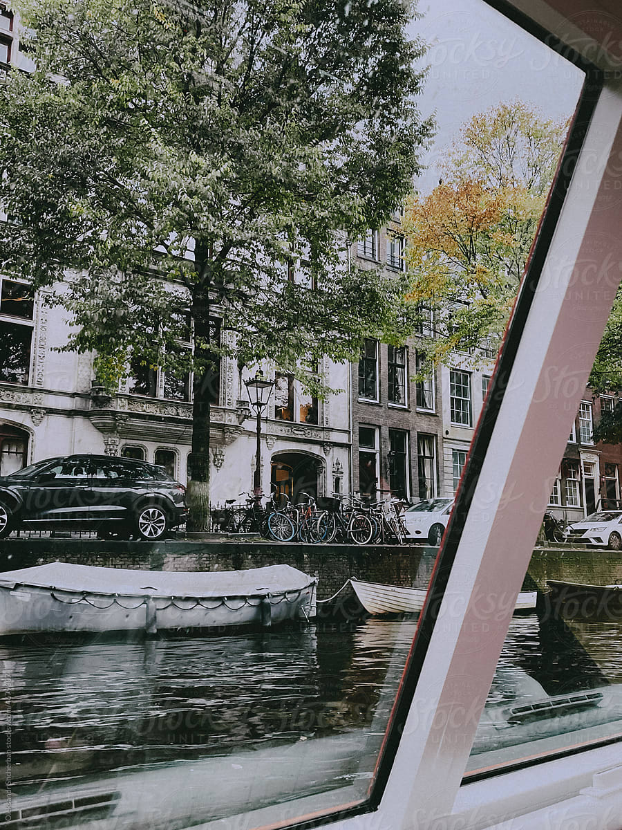 View from a cruise canal boat in Amsterdam