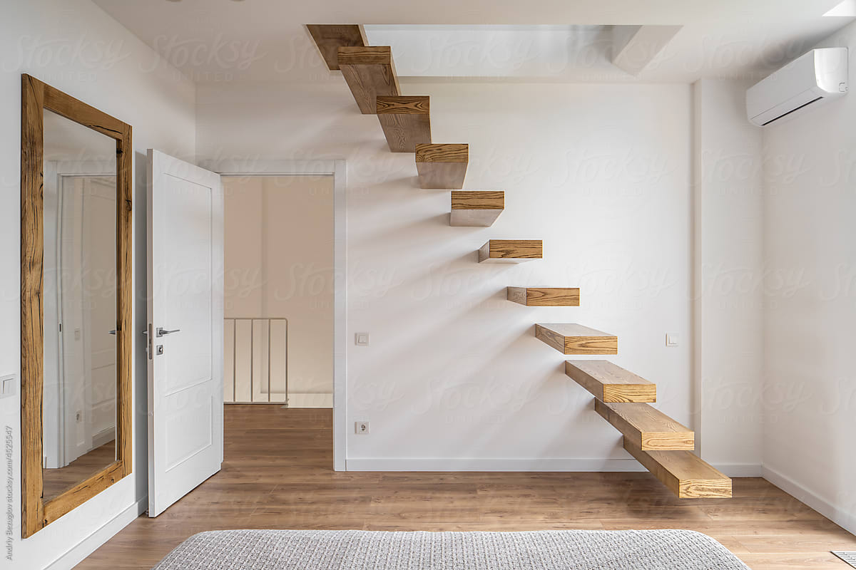 Three-level flat in modern style with stylish staircase