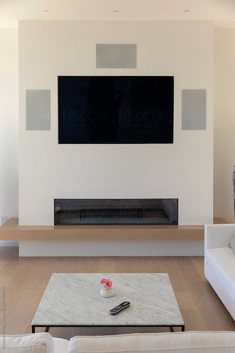 Screen Television on wall in Living Room