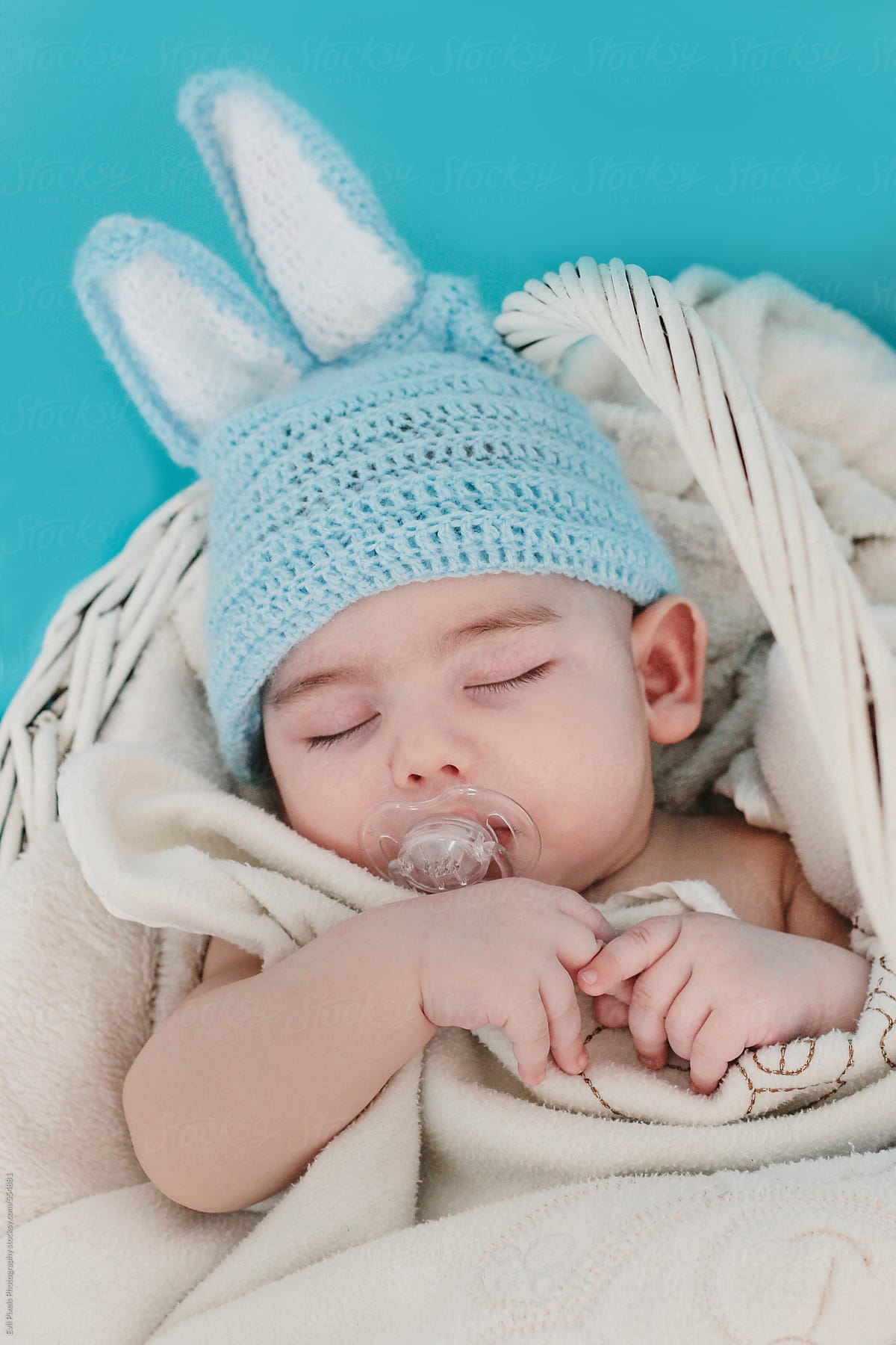 Cute baby with i interesting bunny cap