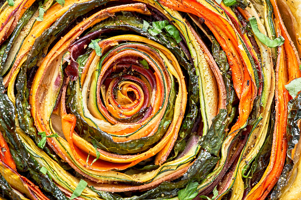 Stock Photo Close Up of a Vegan Organic Spiral Tart