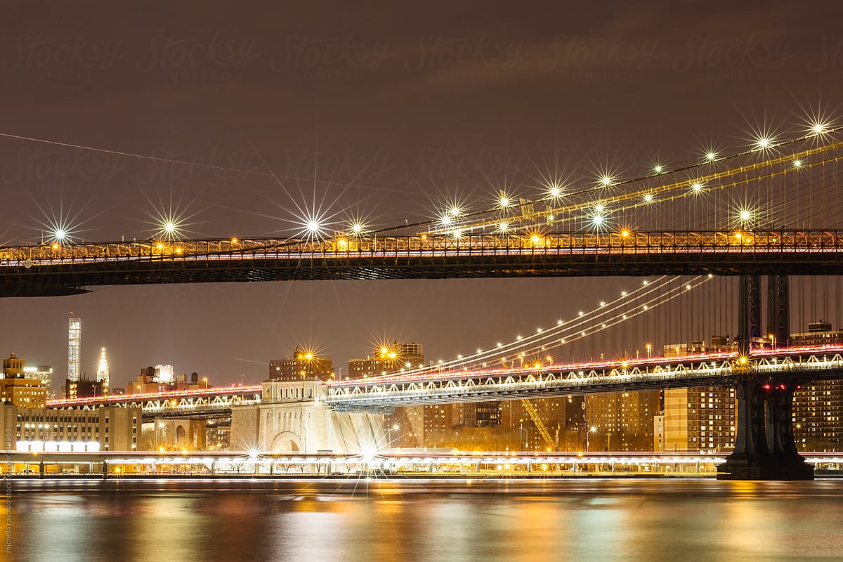 Bridges of New York by night