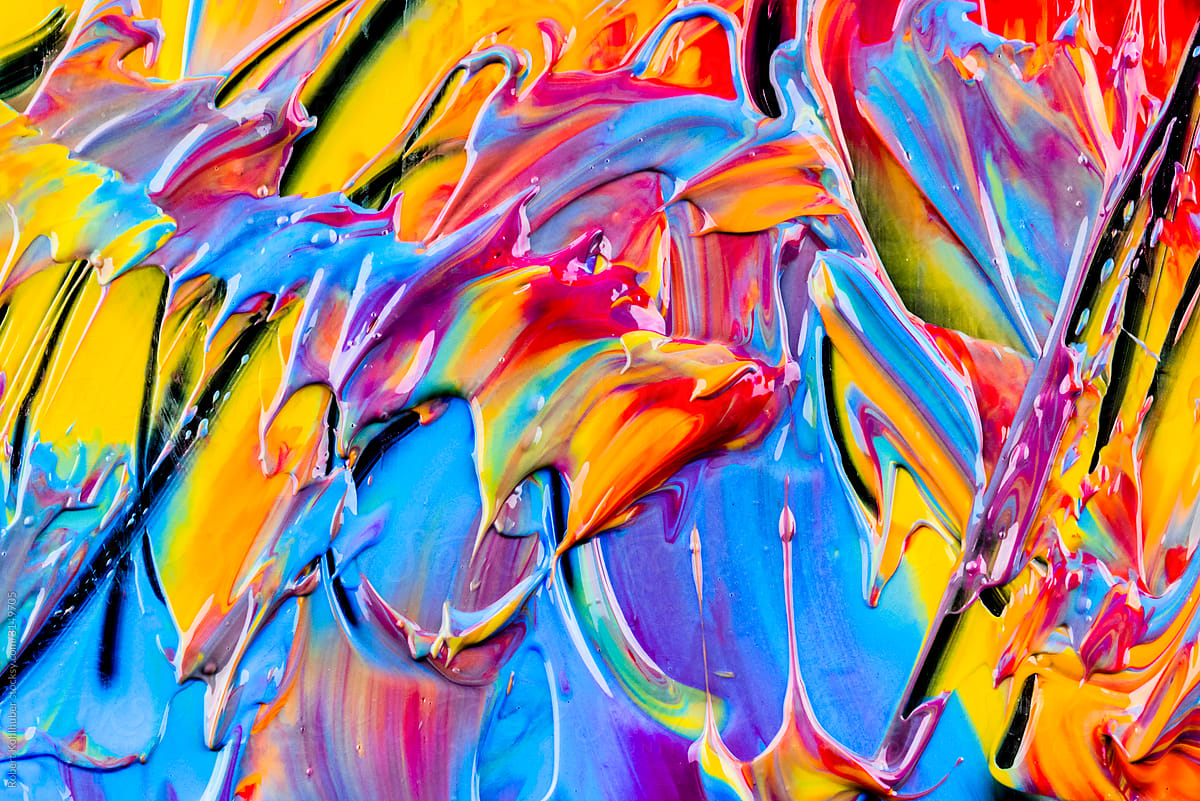 Vibrant shapes Of colorful Acrylic Paint in summer colors