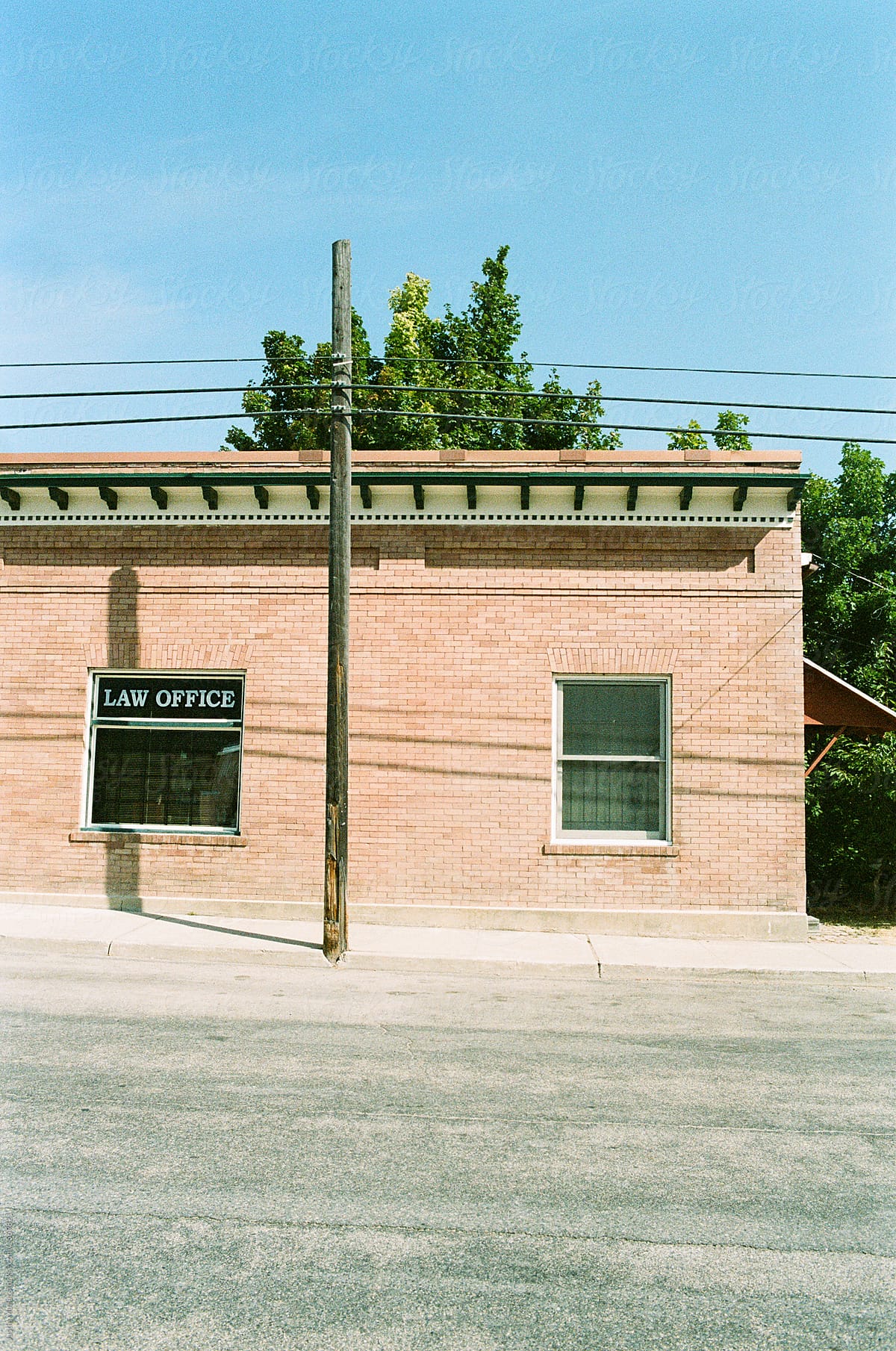 Brick building law office in small quiet town