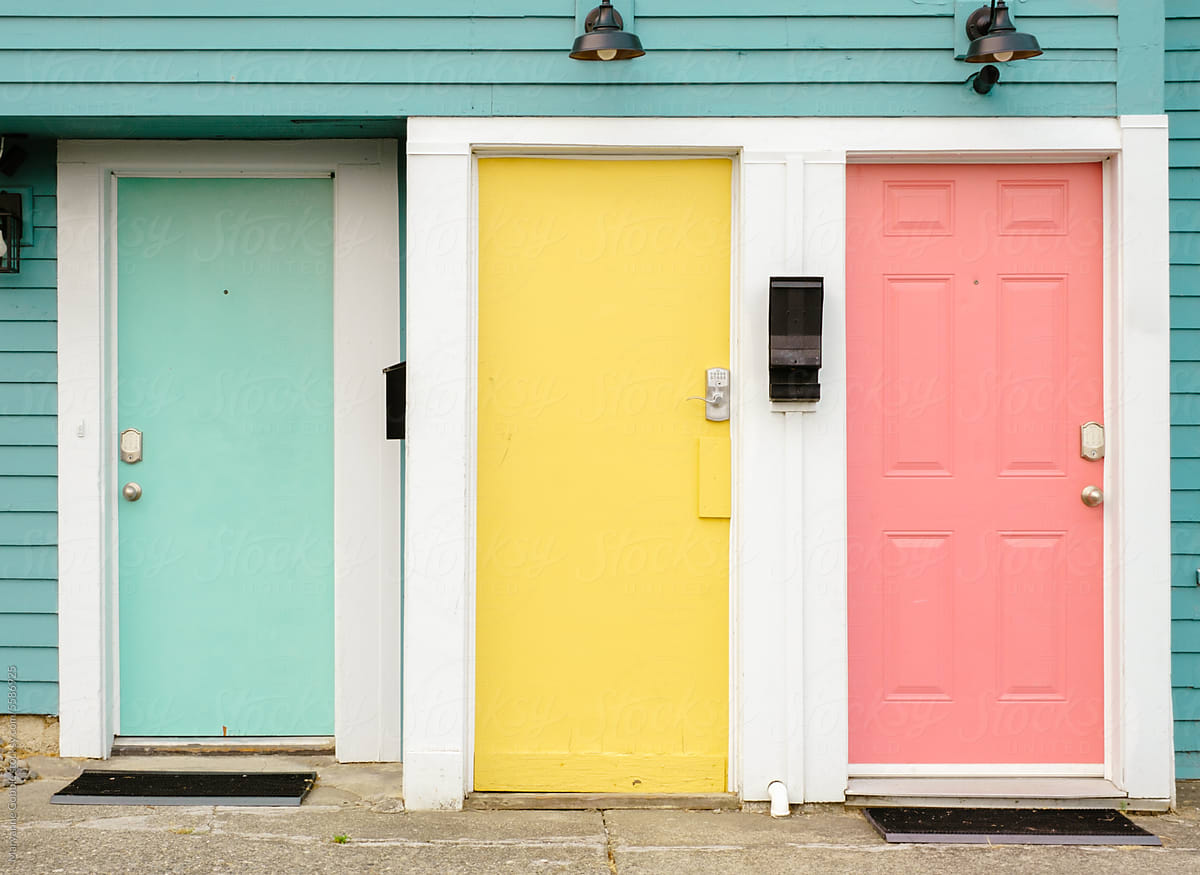 Colorful Apartment Building Doors