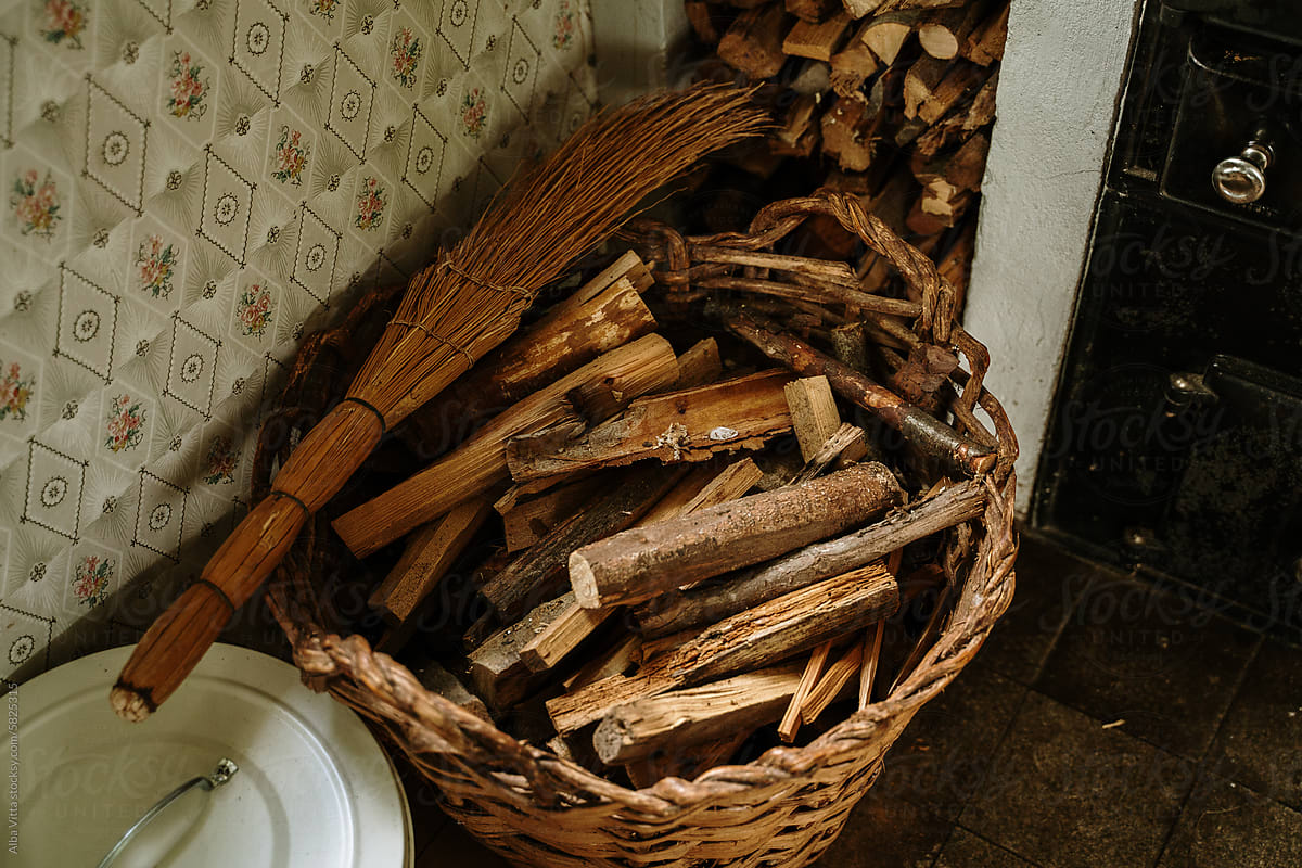Firewood at wood kitchen stove
