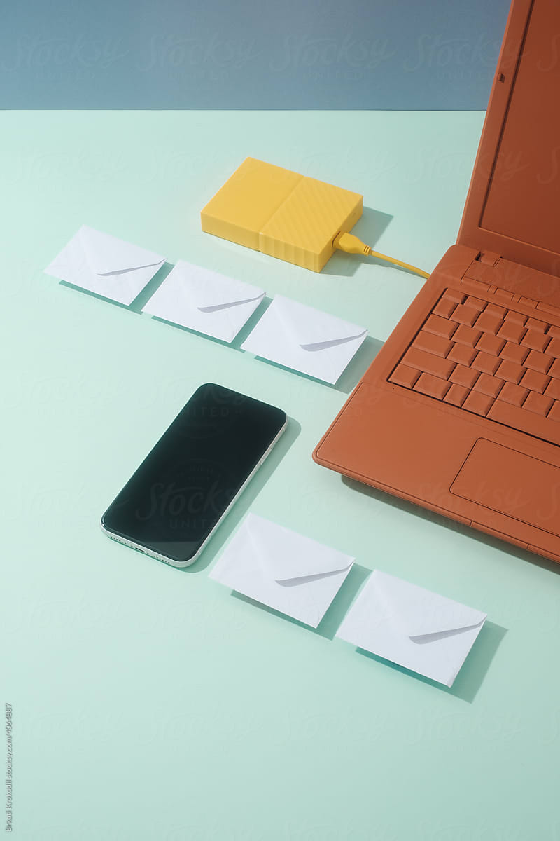 Communication Themed Still Life Concept With Envelopes