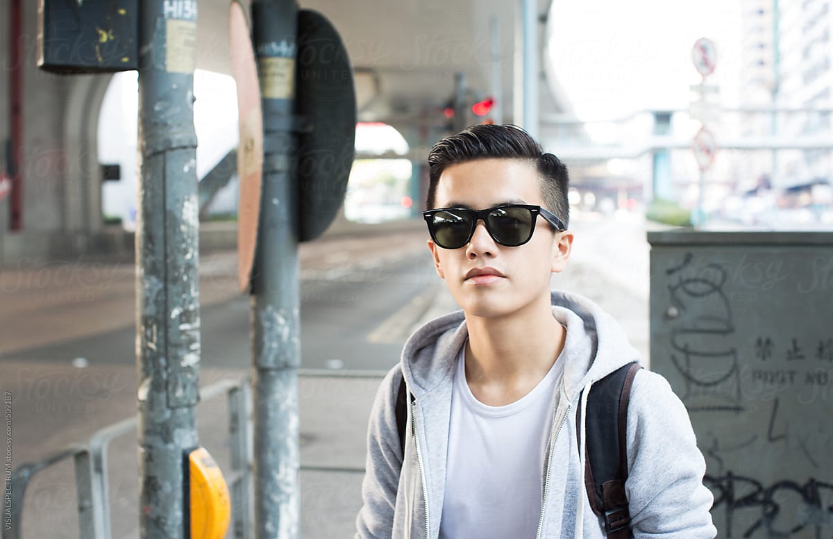 Premium Photo  Teenager in stylish hoodie and sunglasses