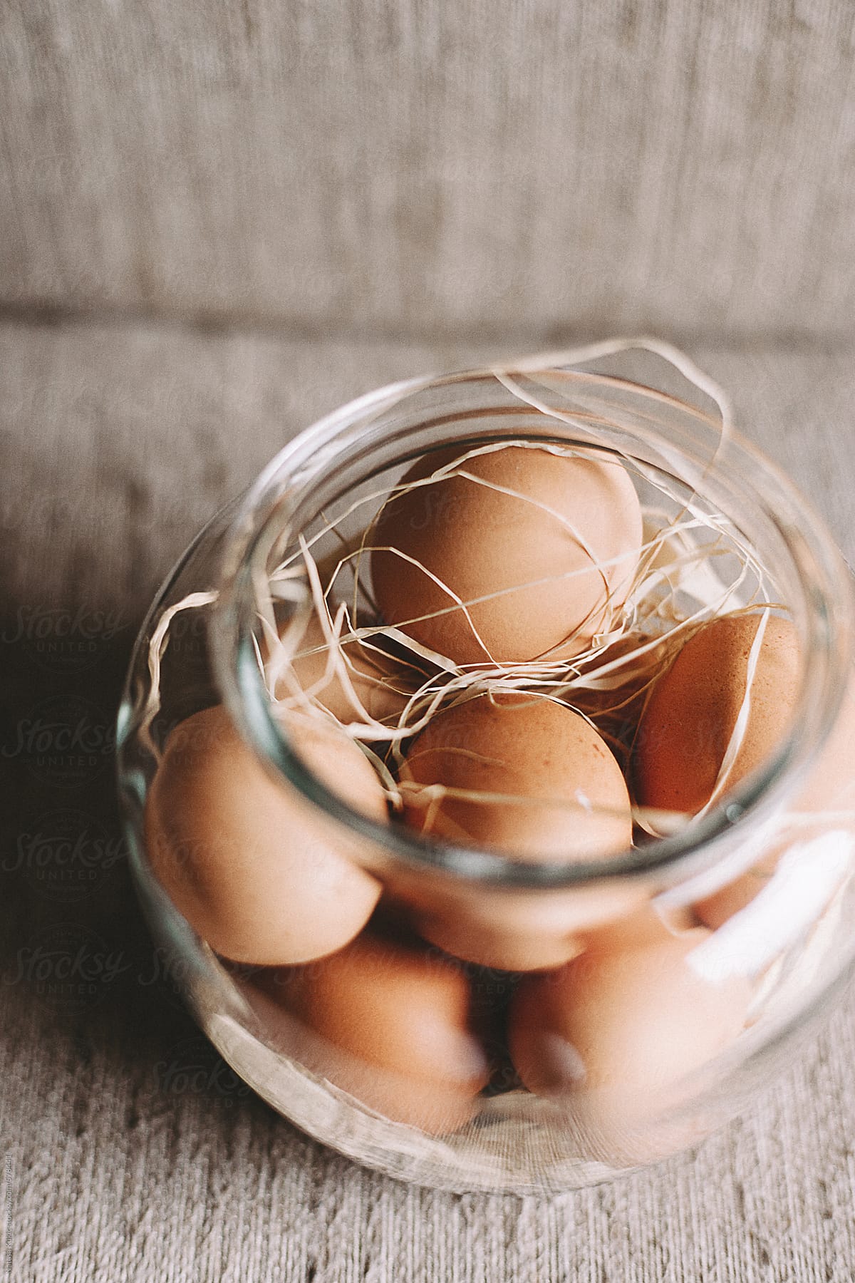 Eggs in a glass jar