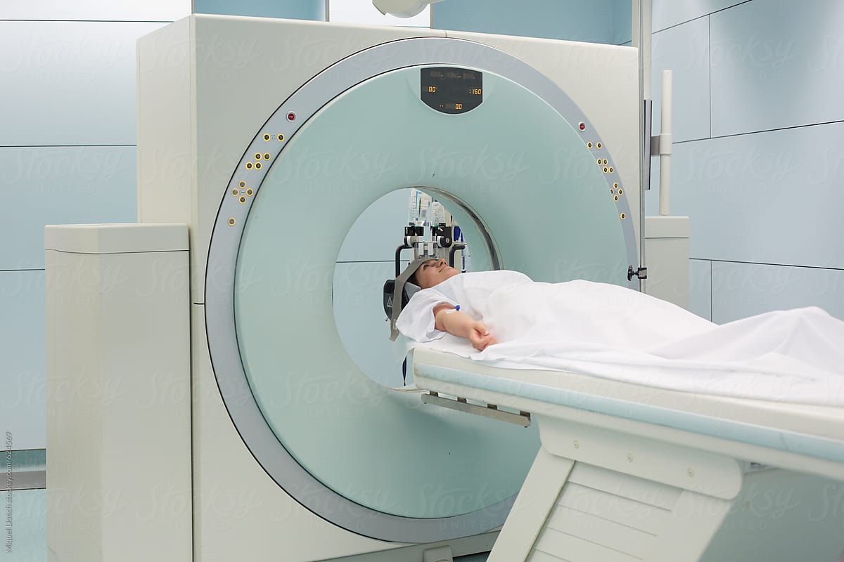 Young patient ready for a CT scan