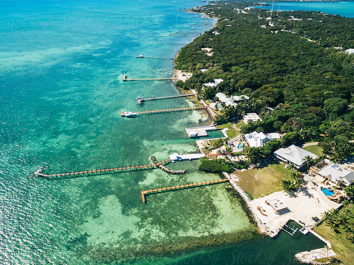 Aerial view of homes in Islamorada, Florida