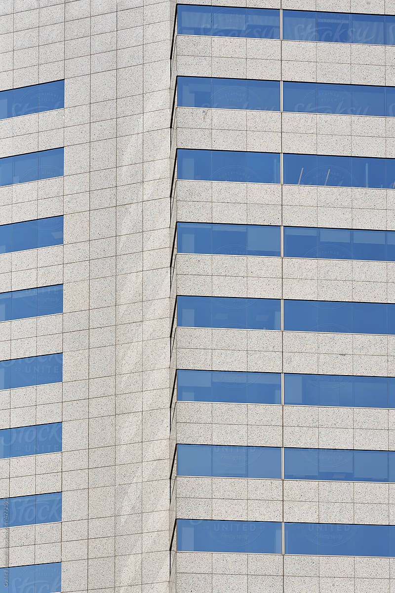 Minimalist white and blue facade