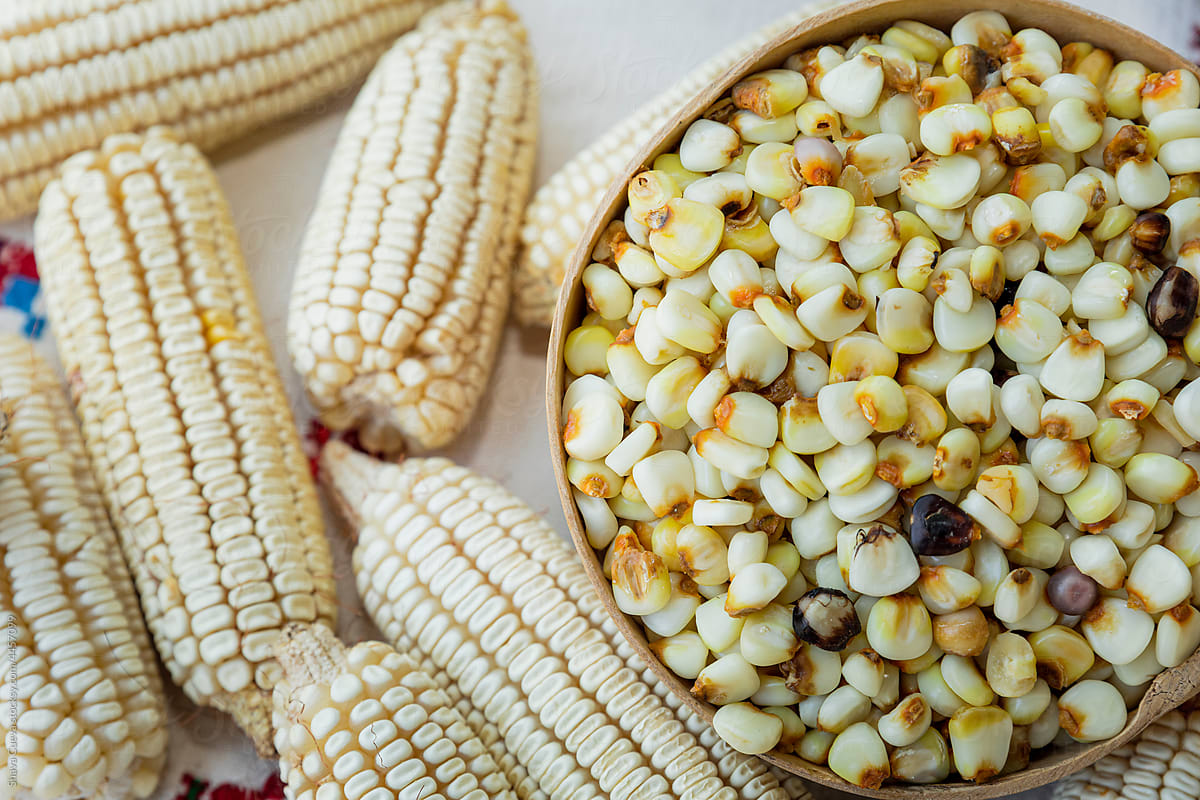 White corn kernels in a container