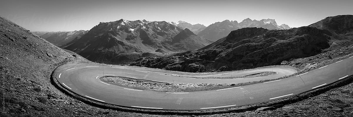 Col Du Galibier mountain pass Tour de France cycle road Alps Fra
