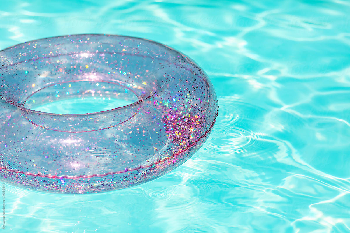 Inflatable ring on clear pool water