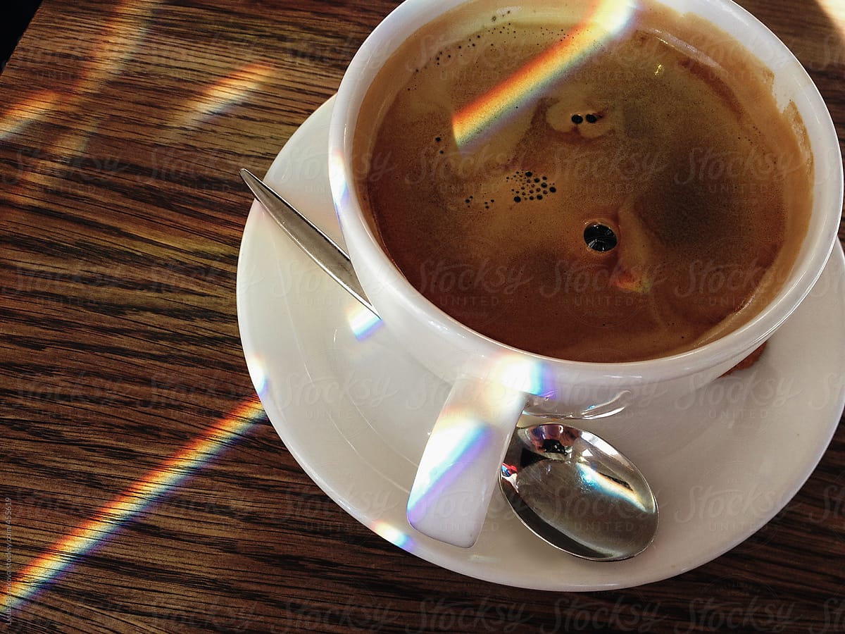 Rainbow in the cup of coffee
