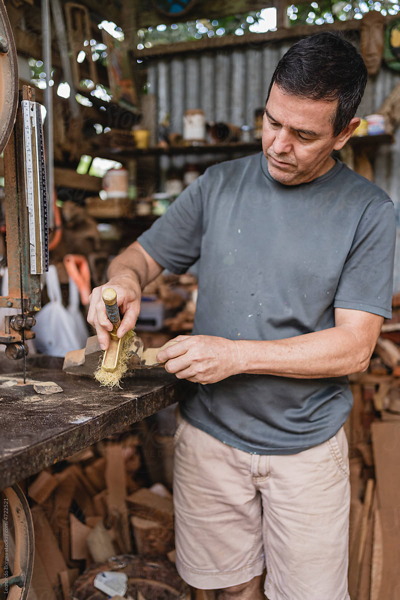 Male carpenter in his workshop.