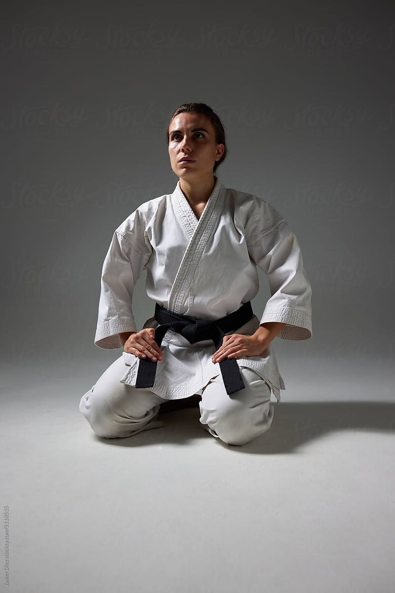 Female in karate uniform