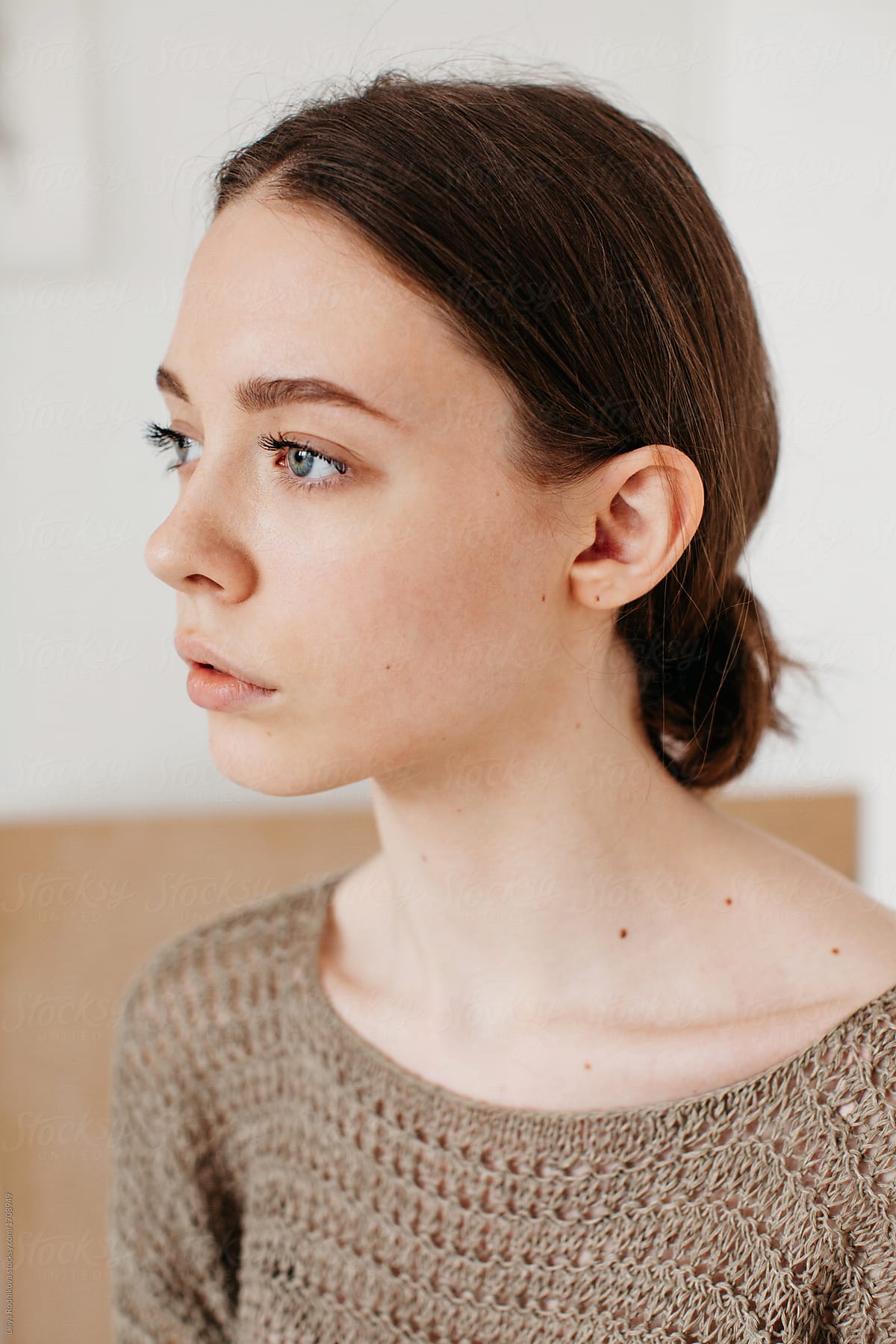 Side View Closeup Beauty Portrait Of Amazing Teenage Girl Del Colaborador De Stocksy Liliya 